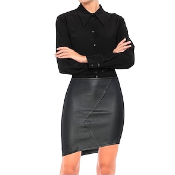 Ba&Sh Lambskin Leather Mini Skirt Size 4 In Black